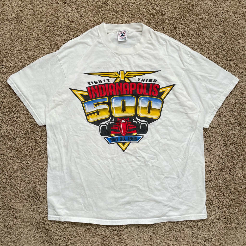 Vintage 1999 Indianapolis Indy 500 White Racing Tee Nascar Sz Xl
